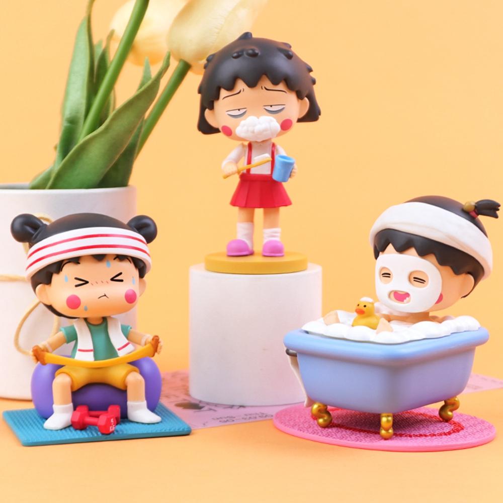 7CM Maruko Figure Chibi Maruko Chan Anime Set Cute Model Desktop Toy Doll Cool Gift Collection Ornaments Artwork PVC Saitama