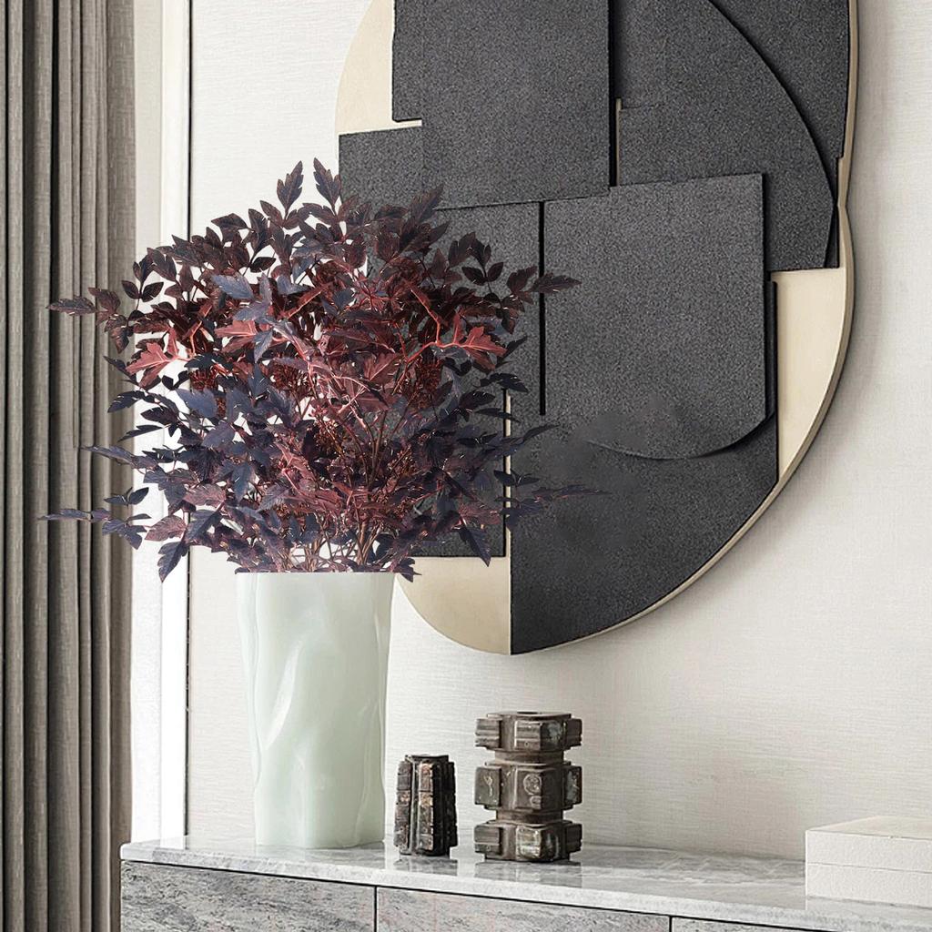 Artificial Cimicifuga Leaf Spray, Faux Fall Branch With Long Stems For Vase, Thanksgiving Centerpiece Halloween Decor