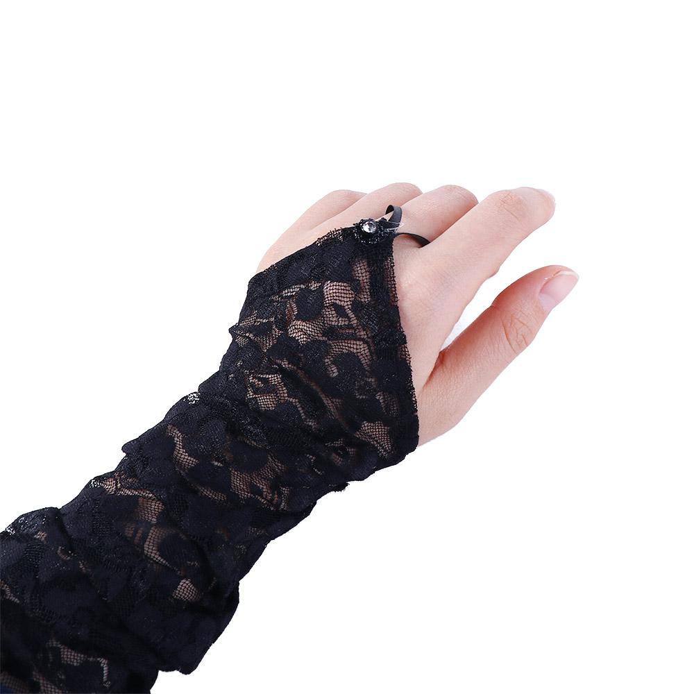 Свадебная Вечеринка Цветочные Локтевые Женские Женские Перчатки Тонкие Перчатки Митенки без пальцев Длинные Кружевные Перчатки