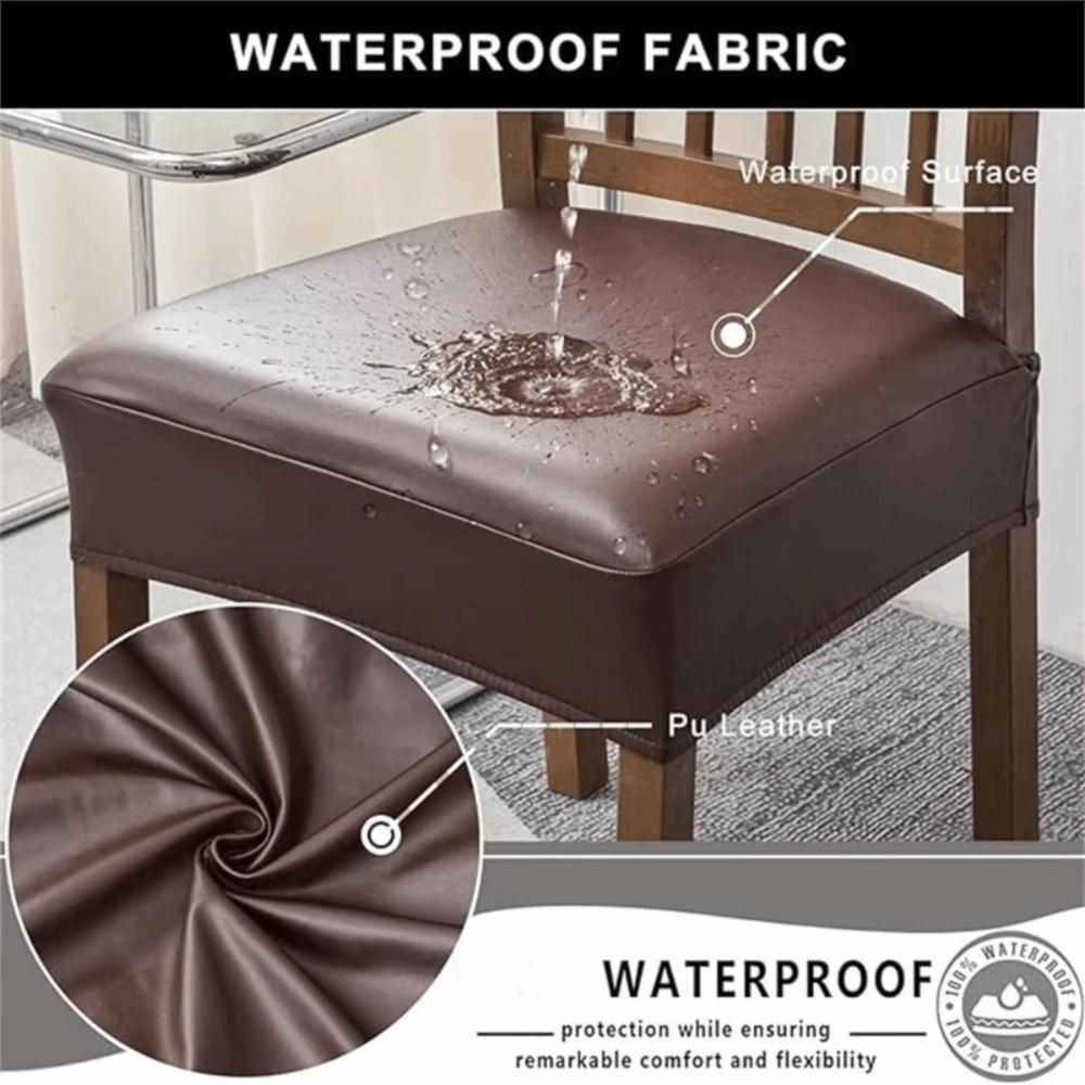 Square Shape Waterproof Seat Protectors PU Leather Stretch Seat Cushion Cover Dining Room