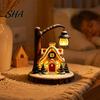 Functional Desktop Decoration Christmas Santa Claus Reading Lantern, Snowman Elk LED Night Light with Warm Decorative Lights Glow, USB Resin Tabletop