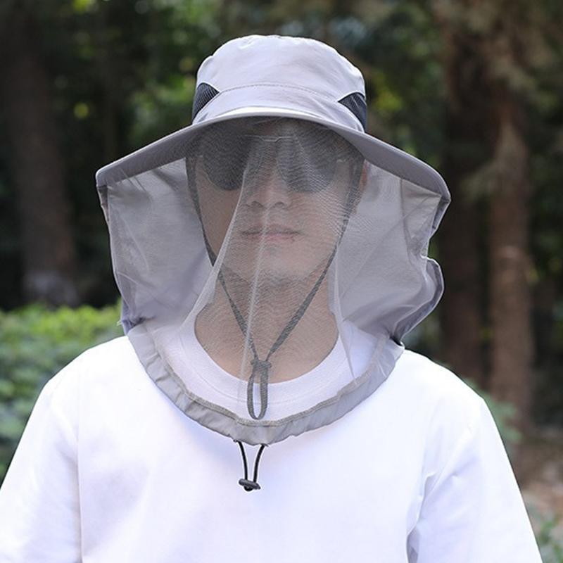 Foldable Mosquito Hat With Hidden Net Mesh Repellent Bee Protection Casual Outdoor Sunscreen Fishing Cap Panama Hat