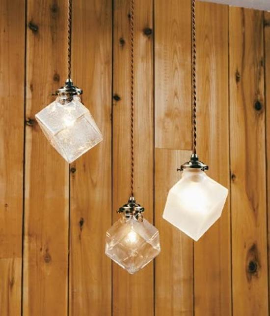Interform Quadrato Pendant Light LT-2654FR, Incandescent Bulb, Frosted Glass, Multiple Hanging, Antique Style