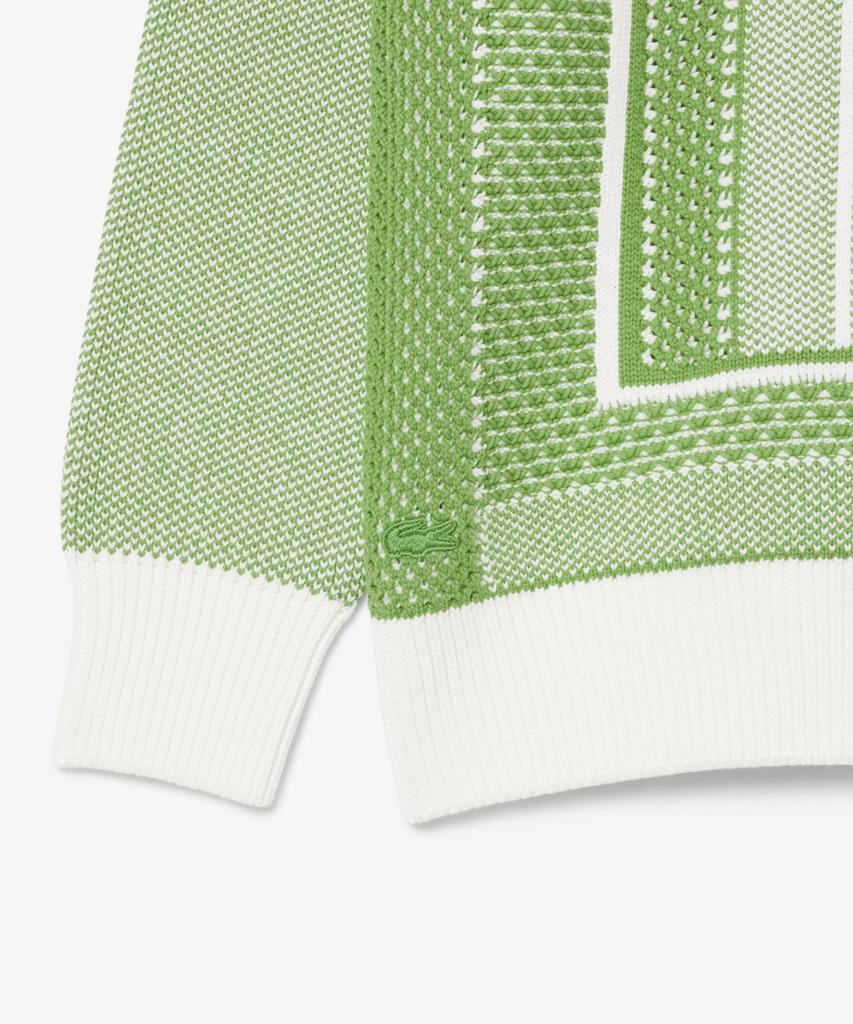 LACOSTE Men'S Tennis Court Jacquard Long Sleeve Crew Neck Pullover Ah0619-56G 4Si