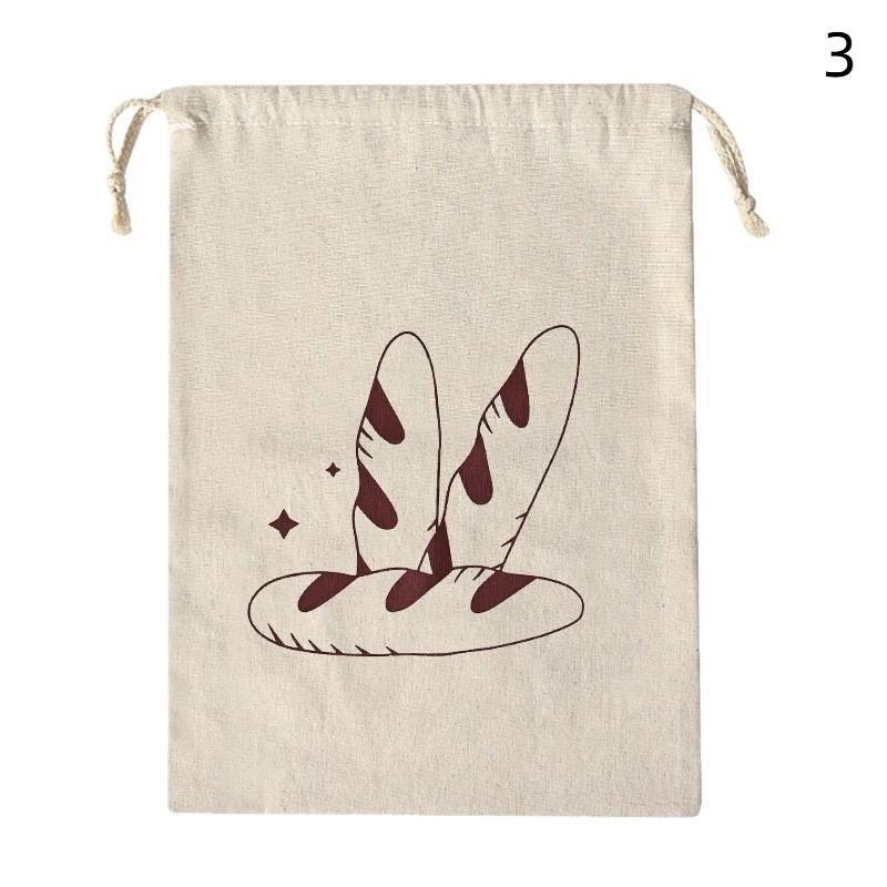 French Stick Bread Storage Bag - Reusable Rustic Linen Bread Pouch Large Drawstring Bread Sack for Bakeries
