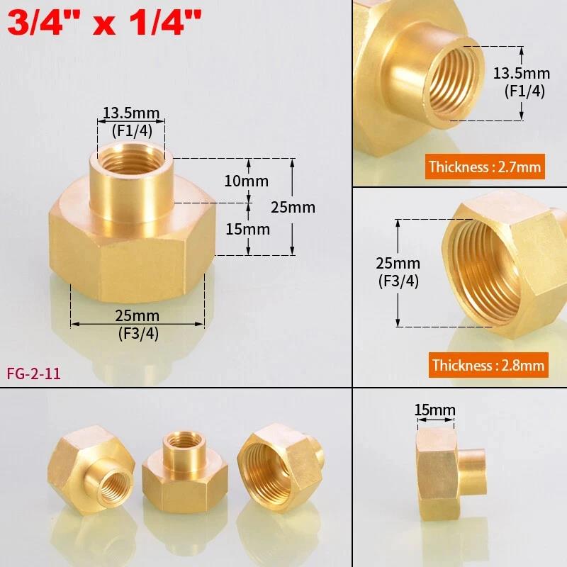 1~10pcs Brass Female Reducing Sleeve 1/8" 1/4" 3/8" 1/2" 3/4" 1" BSP Female Thread Hex Pipe Fitting For Water Fuel Gas 7