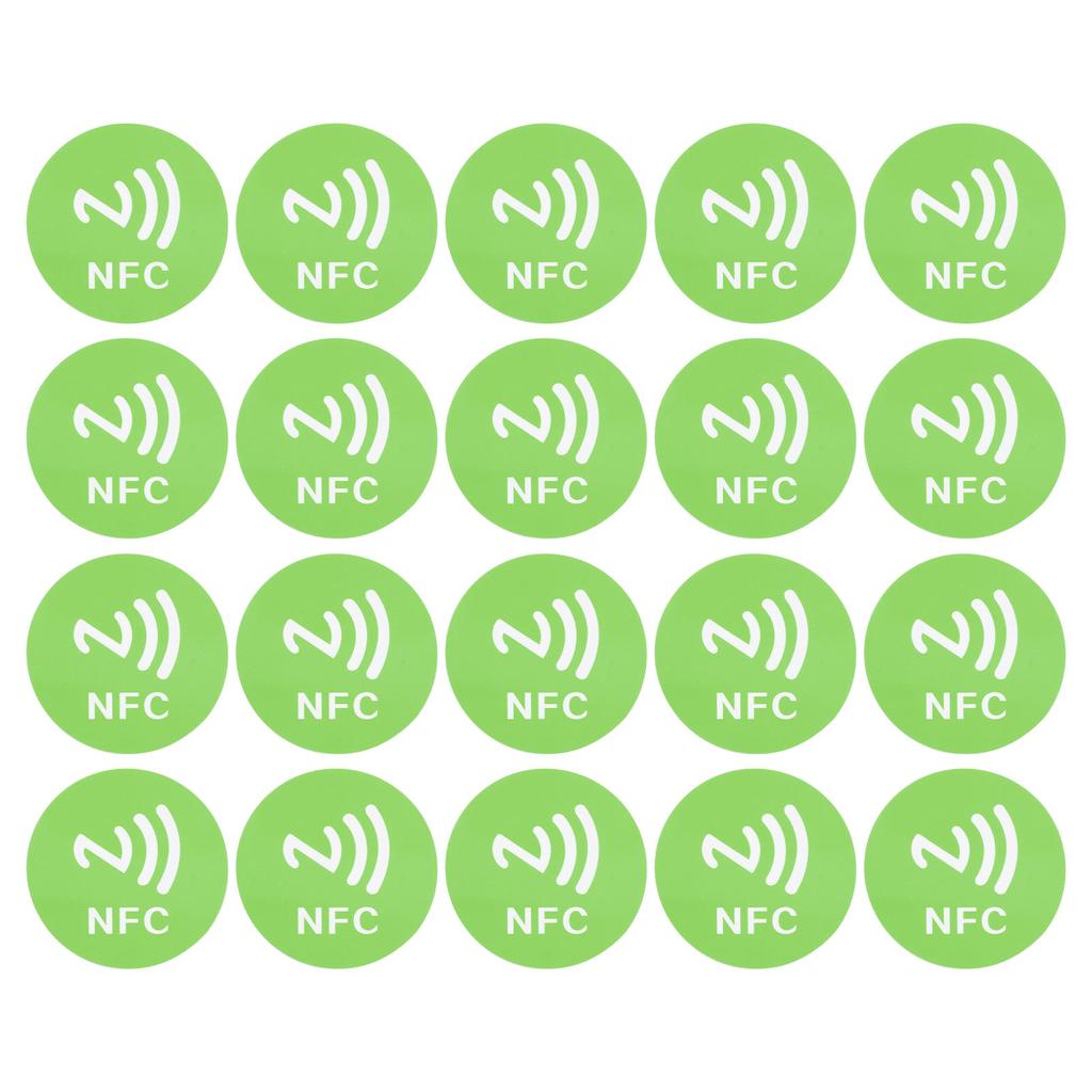 20 шт. NFC-стикеров Компактные Портативные Устойчивые к помехам Перезаписываемые CUID NFC-наклейки для устройств с поддержкой NFC Зеленые