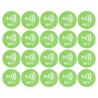 20 шт. NFC-стикеров Компактные Портативные Устойчивые к помехам Перезаписываемые CUID NFC-наклейки для устройств с поддержкой NFC Зеленые