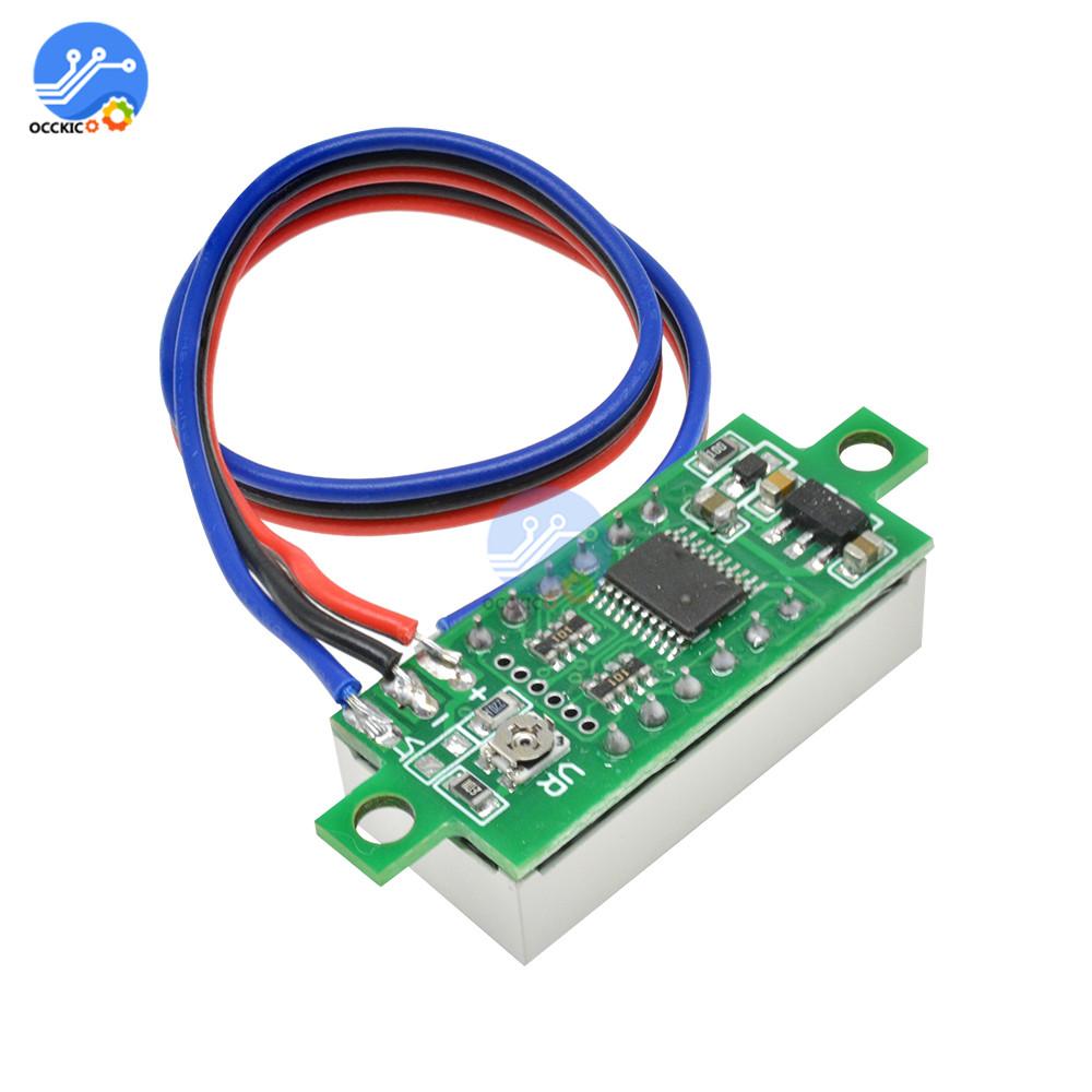 DC0-100V 0.36" Voltmeter 4 Digit Display High Accuracy Car Voltage Tester 3 Wire Red Green Blue LED 12V 48V 60V Battery Detector