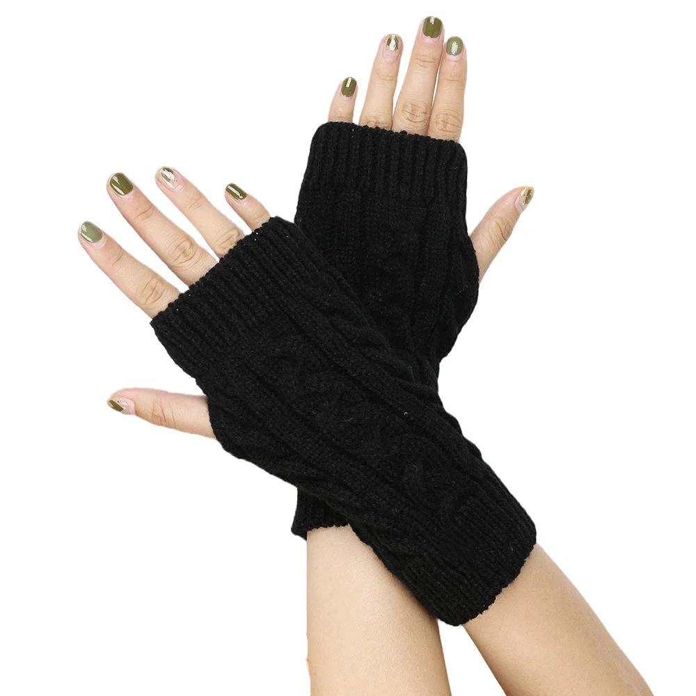Women Knitted Arm Warmer Long Fingerless Gloves Mitten Winter Y2K Solid Arm Sleeve Fashion Casual Soft Girls Clothes Punk Gloves
