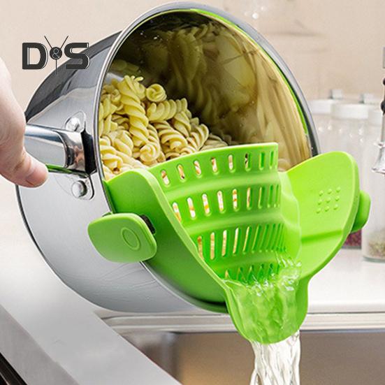 Силиконовый зажим на кастрюле, сито, защита от проливания, корзина для слива, универсальный пищевой дуршлаг для пасты, фруктов, овощей, кухни, ресторана, пикника