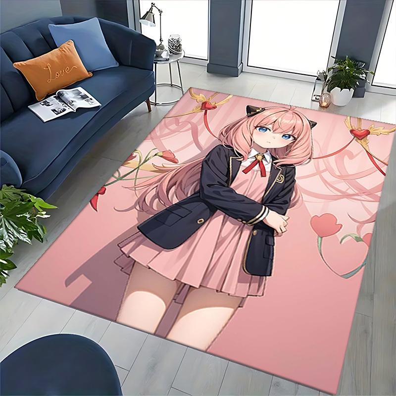 1pc Pink Ribbon Heart Office Chair Mat - Anime Cat Girl Design, Non-Slip Carpet for Home Decor, Suitable for All Seasons, Perfect Gift for Fans.Q077
