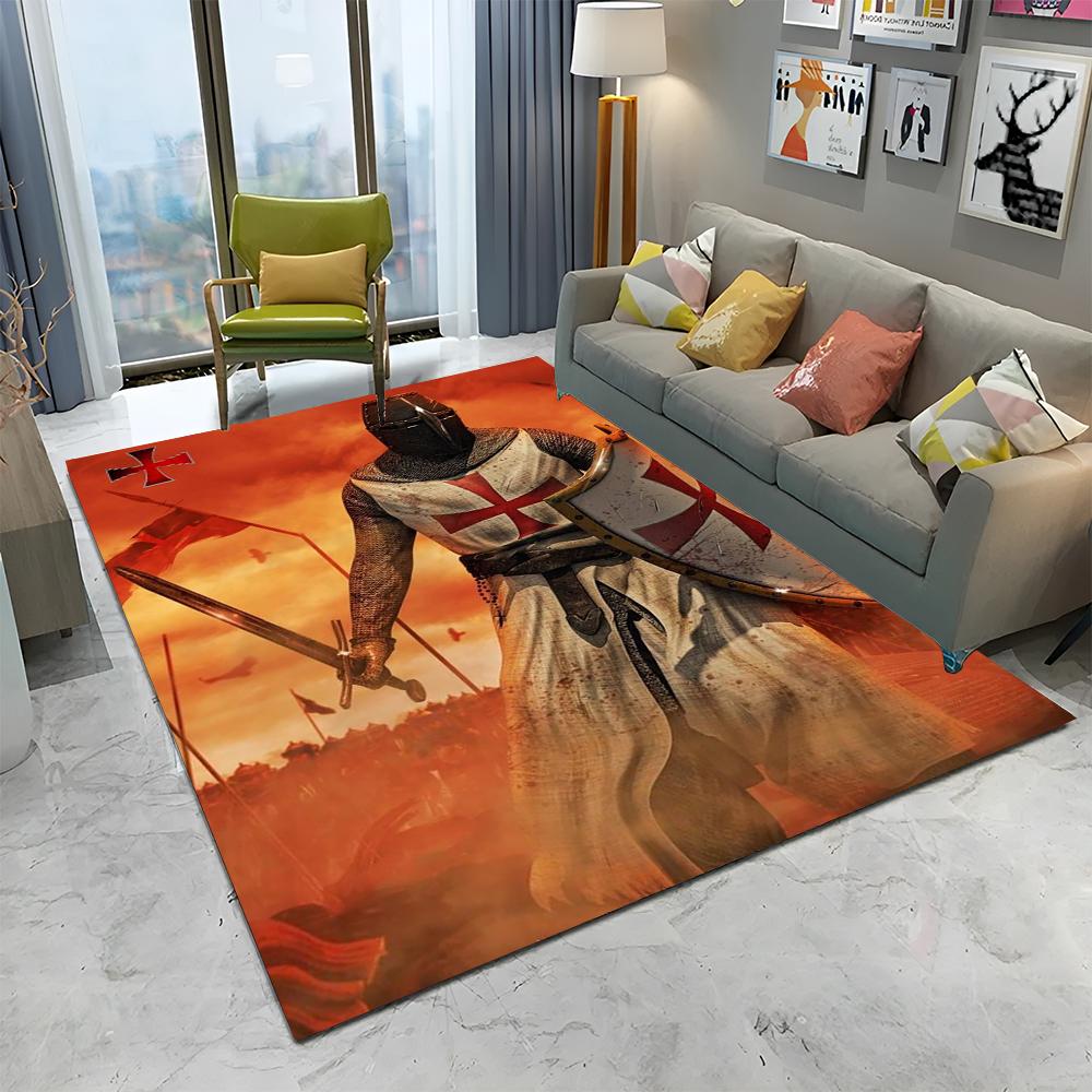 Ковер с изображением тамплиера, рыцаря-крестоносца, для игр, для дома, гостиной, спальни, дивана, прихожей, декора, коврик, нескользящий коврик