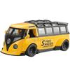 Модель автомобиля из цинкового сплава T1 Bus в масштабе 1/32, Имитация звука и света, Детские игрушки, Подарок на праздник для мальчиков, Украшения в виде модели автомобиля