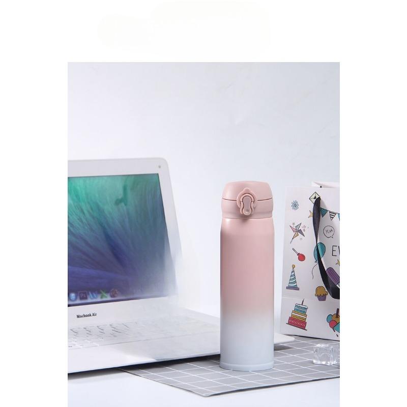 304 Stainless Steel Gradient Bounce Vacuum Thermos Cup Outdoor Portable Lock Water Cups for Male and Female Students.