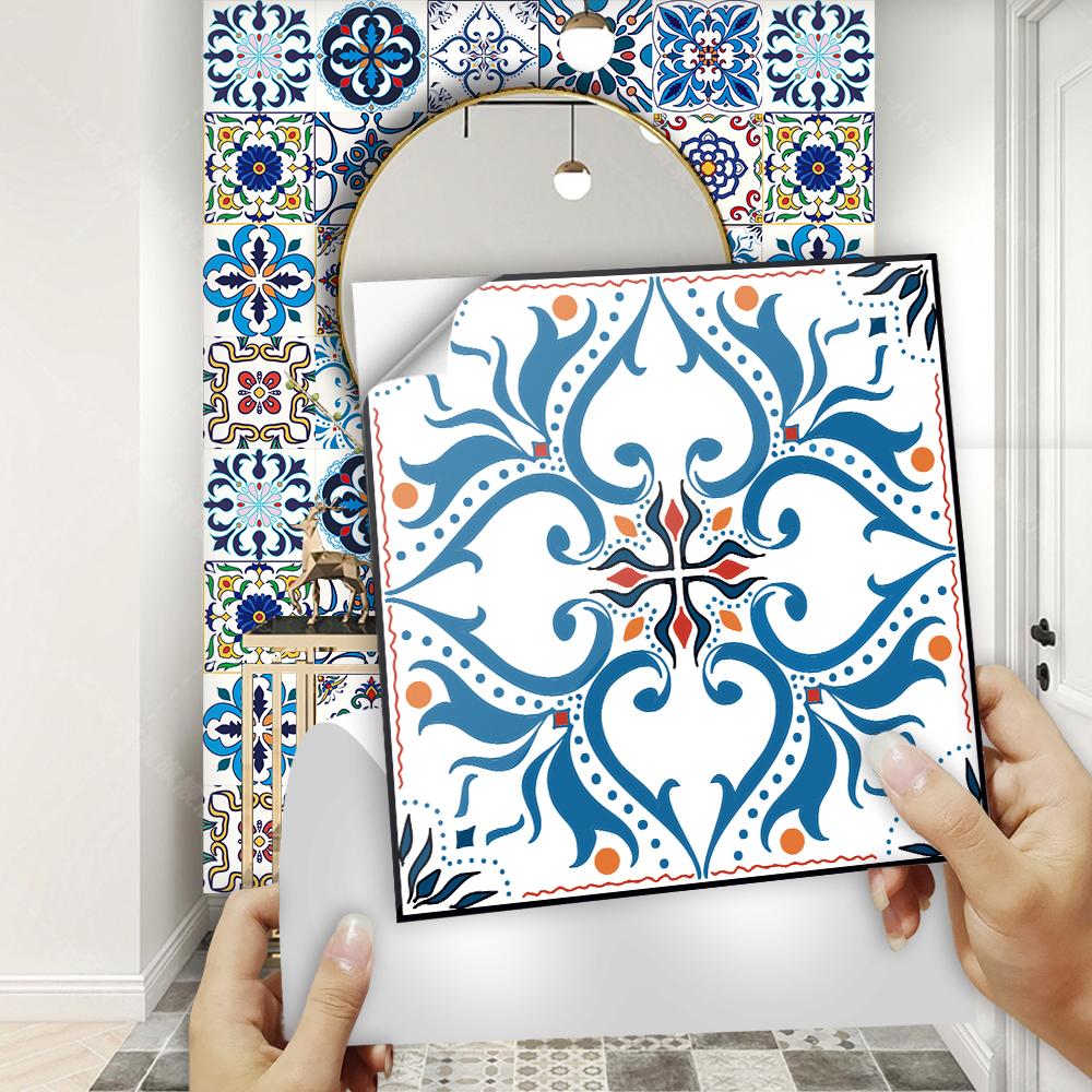 20 шт., наклейка на плитку в богемном стиле, кухонный щиток, шкаф, стол, ремонт ванной комнаты, средиземноморская наклейка на стену, художественные наклейки на стену