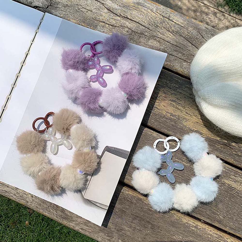 Аксессуары для рюкзака Брелок в виде шара из шерсти Мультяшный цветной плюшевый бисерный шнурок для ключей Украшение