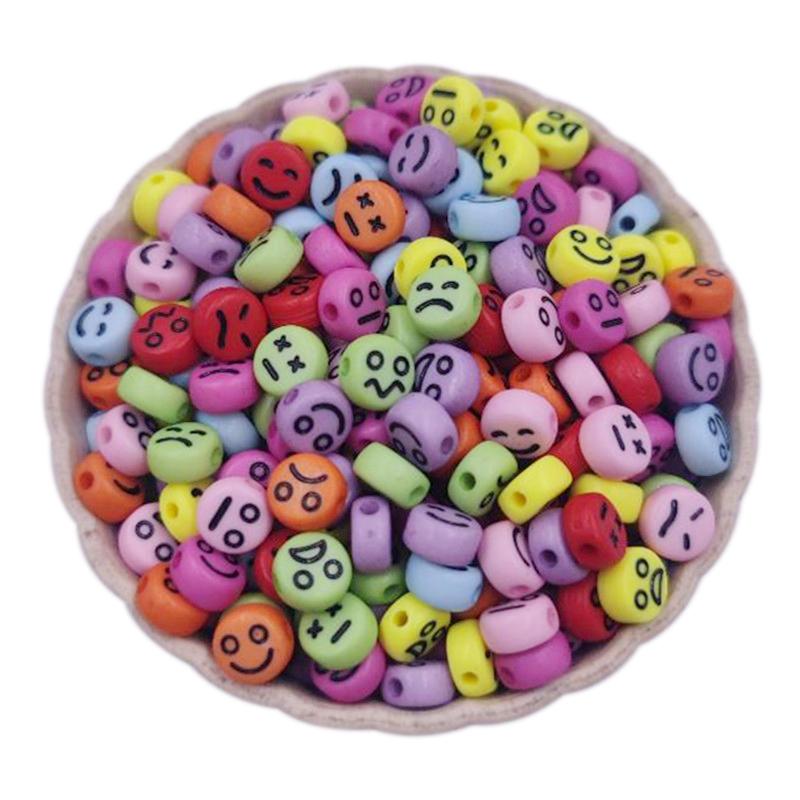 100 шт. карамельный цвет DIY акриловые круглые бусины милые улыбающиеся бусины с отверстием для изготовления ювелирных изделий