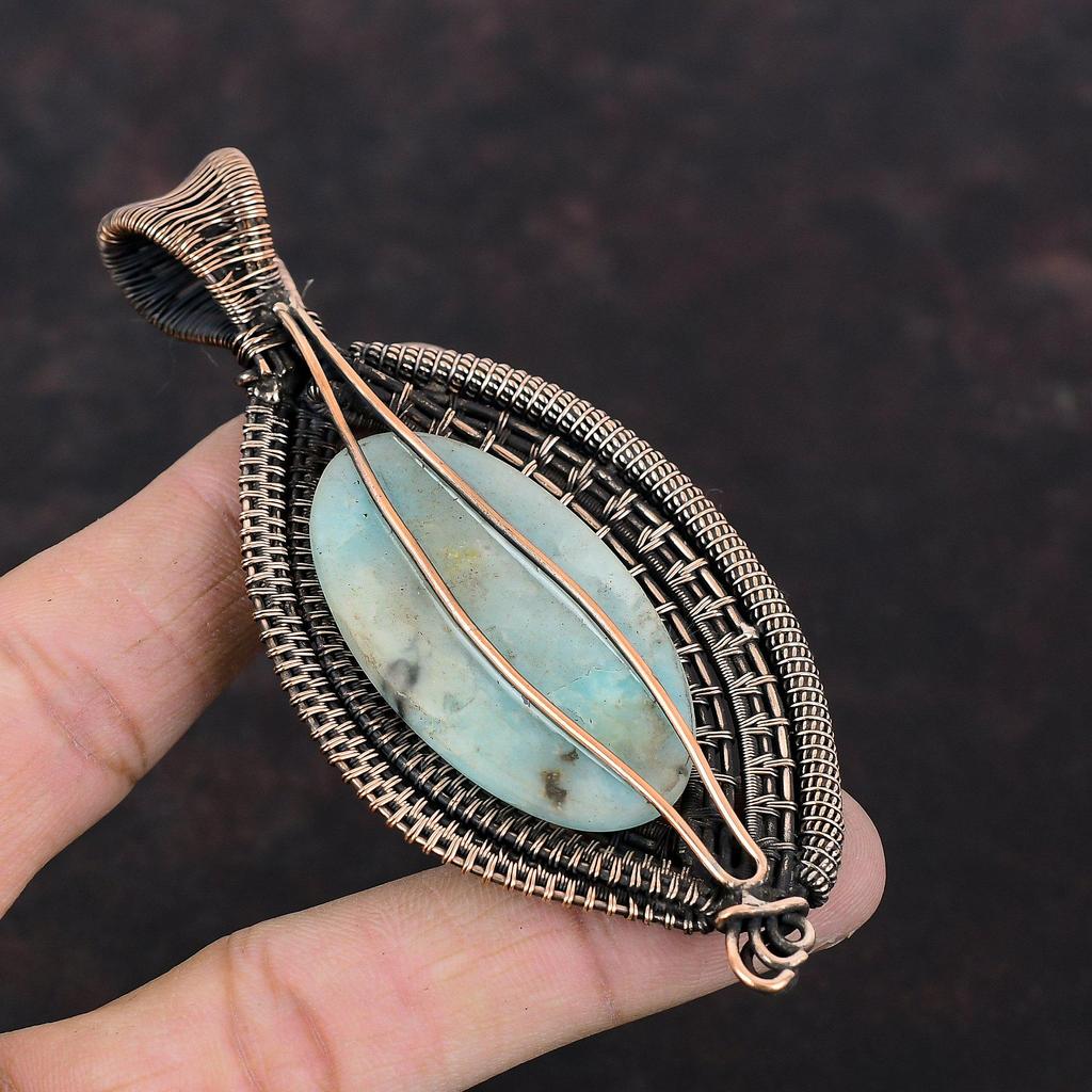 Гемиморфит Подвеска Украшения из медной проволоки Подвеска из натурального драгоценного камня Подвеска из проволоки ручной работы Медная подвеска для подарка Подвеска из проволоки