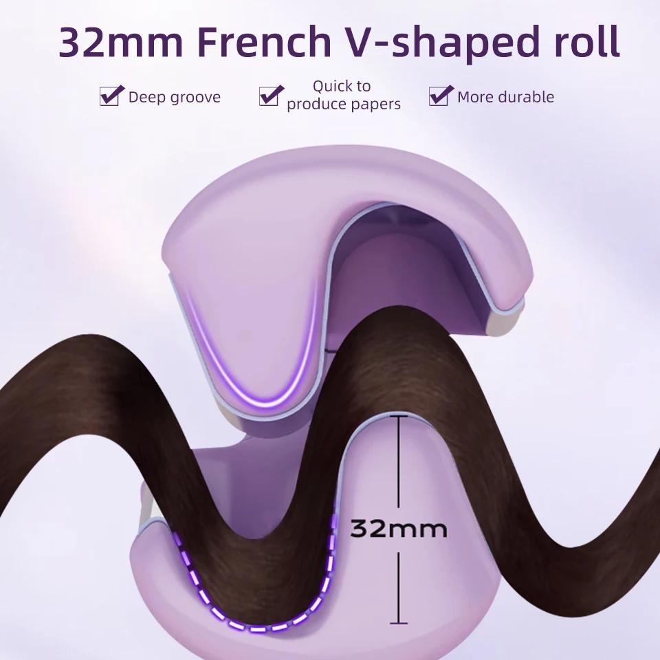 32MM Electric Curling Iron Automatic French Egg Roll Hair Curler Long Lasting Styling Curling Tool Fast Heating EU/US Plug