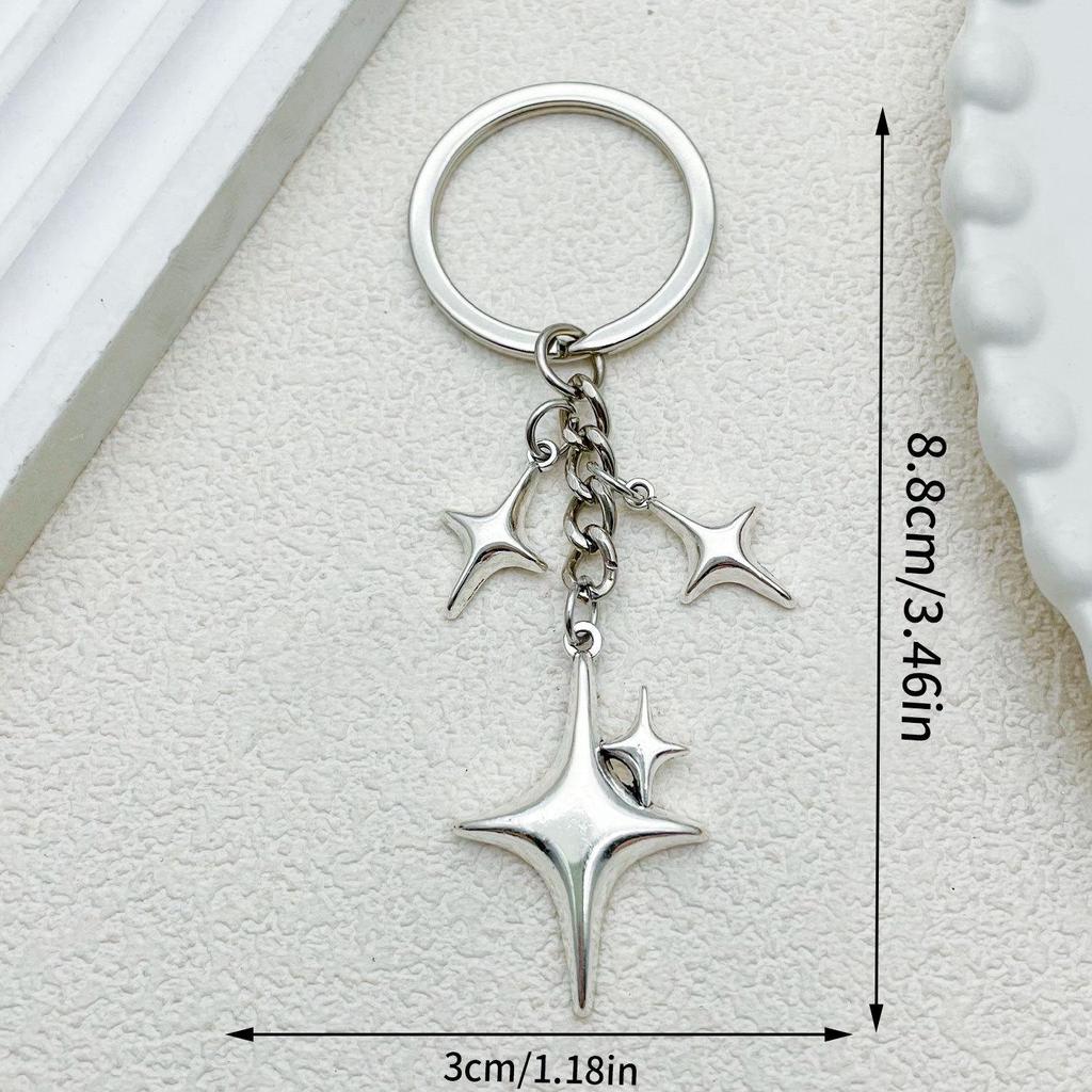 Metal Star and Moon Pendant Keychain for Bags and Luggage