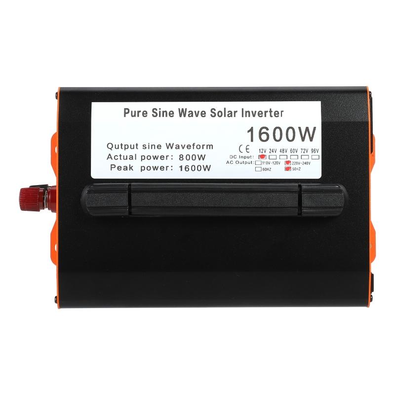 Pure Sine Wave Inverter 1600W DC 12V To AC 220V 50Hz Power Invertor LED Voltage Converter for Home RV Car Fan Phone Charger