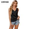 Summer Women's Sleeveless Vest Satin Camisole V-Neck Loose Tank Top