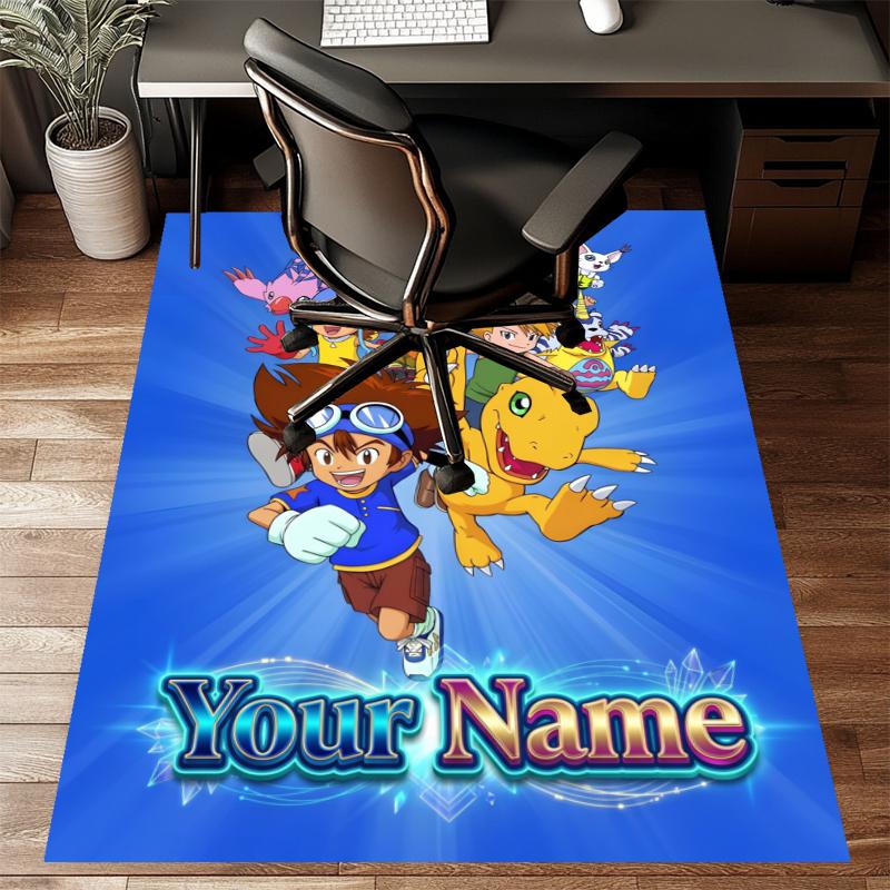 Custom Digimon Mat Personalized Name, Polyester Washable Indoor Entryway Rug, Gift for Christmas, Easter, Thanksgiving Day