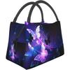 Background with Night Butterflies Lunch Bag Insulated Tote Bags Foldable Reusable Insulated Bento Bag for Office Picnic Travel