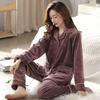 Пижама из кораллового флиса женская осенне-зимняя утолщенная флисовая теплая фланелевая зимняя домашняя одежда