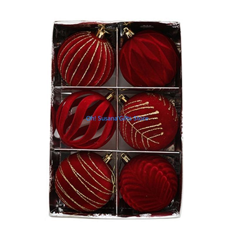 090D Set of 6 Hanging Pendant Ornament Christmas Tree Baubles for Holiday Decoration