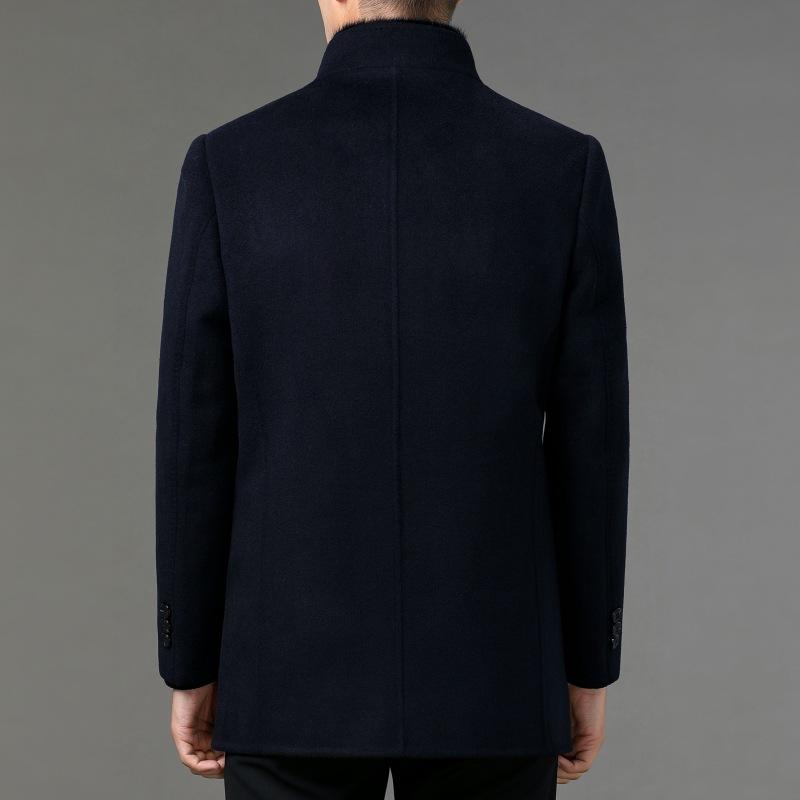 Мужское двухстороннее кашемировое пальто с воротником-стойкой, шерстяное пальто средней длины на пуховой подкладке, воротник из меха норки средней выдержки