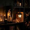 Gothic Iron Witch Bookshelf Lamp Black Metal Mini Shelf Lamp  Gift for Book Lovers