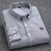 Men's Cotton Shirt Solid Color Business Casual Formal Embroidery Shirts Long Sleeve Lapel Male Fashion Standard Fit Button Up