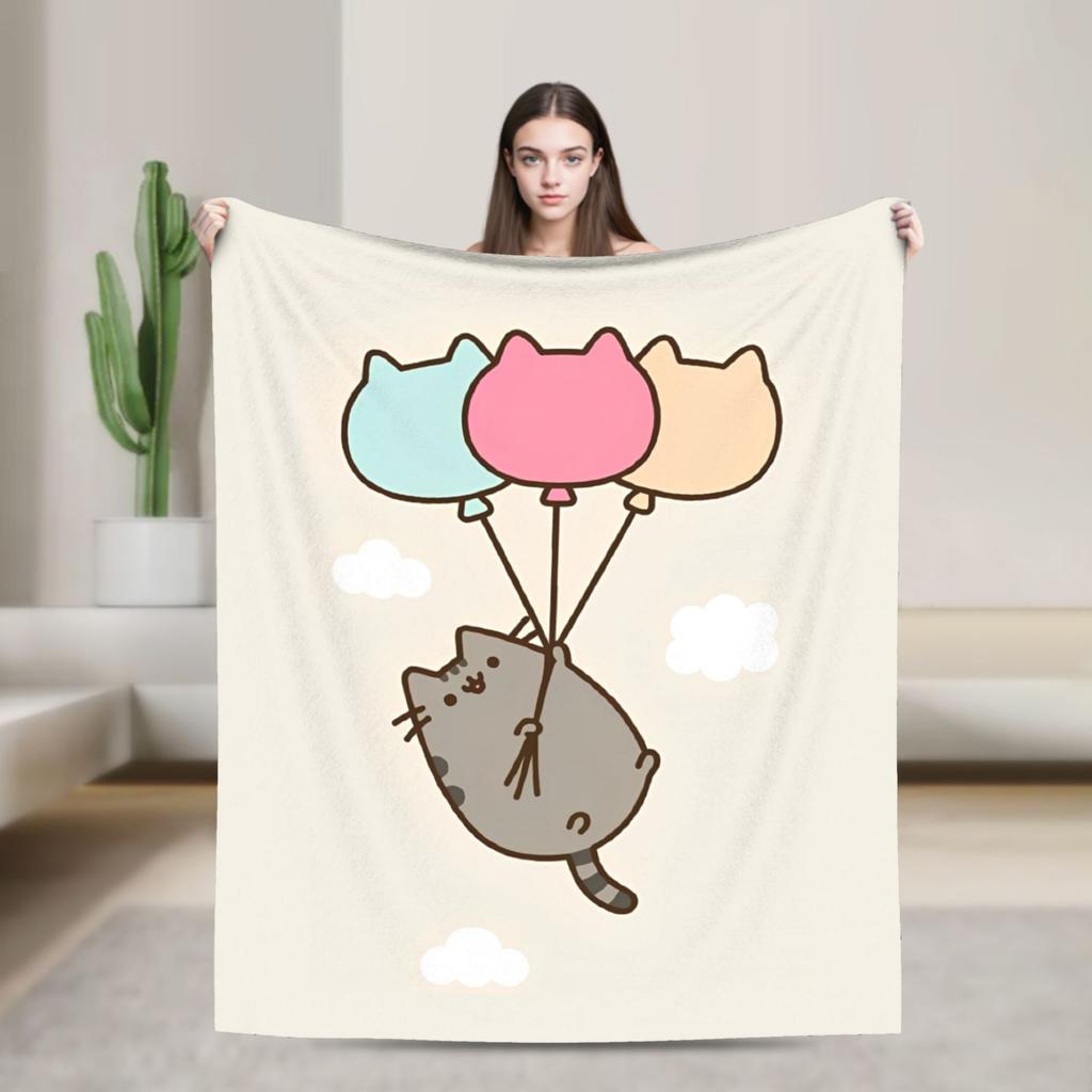 Мультяшные P-Pusheencats Смешное Милое Одеяло Фланелевое Весна Осень Портативное Супер Мягкое Пледы Для Дома Путешествий Постельное Белье Пледы