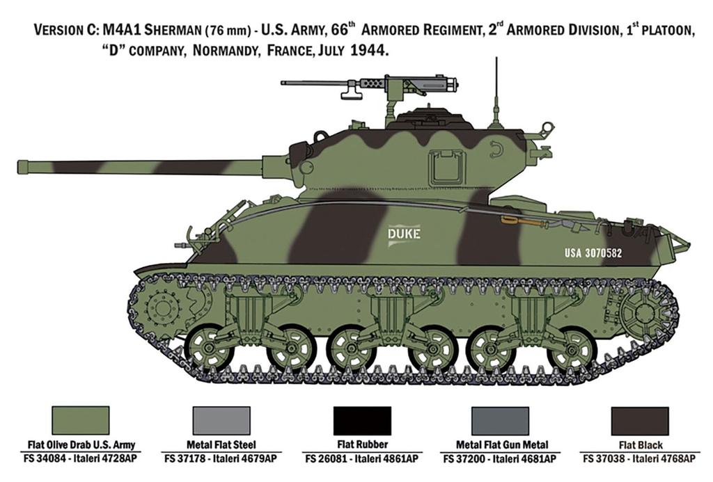 Вторая мировая война США Танк M4A1 Шерман Пластиковая модель kit IT6568 PLATZ/Italeri 1/35 (10 фигурок) (танк)