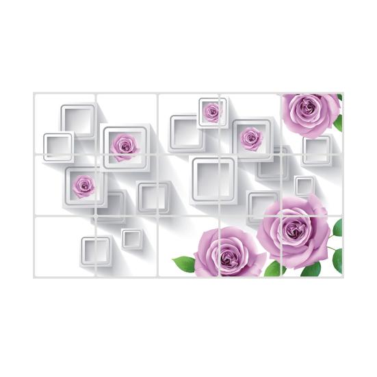 Kitchen Oil Proof Wall Stickers Flowers/Fruits/Green Leaves Waterproof Backsplash Wall Protector Film Removable Tile Decal for Cupboard