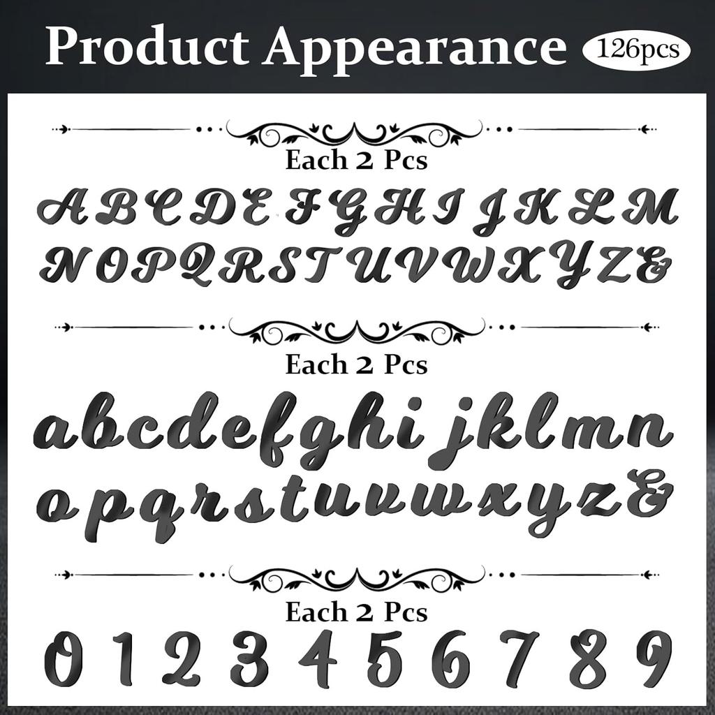 126 PCS Name Cake Topper Acrylic Letters DIY Personalized A-Z & 0-9 Number Alphabet Cake Decoration For Wedding Anniversary Baby Shower Party