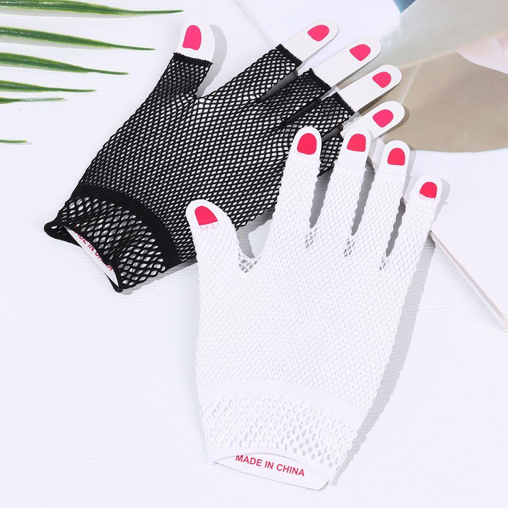 Women Men Fishing Net Stretch Half-finger Gloves Lace Mittens Short Gloves Mesh Fishnet Gloves
