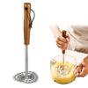 Kasanidika Stainless Steel Potato Masher, Baby Food Cooking Utensil with Pear Wood Handle, Integrated Design, Non-Slip, Fine Holes, Reduces Force, Dis