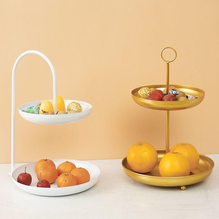 Креативная двойная металлическая тарелка для десерта, тарелка для салата, тарелка для фруктов, тарелка для конфет, посуда, кухонные принадлежности