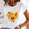 (Asian Size) Casual Printed Tee Top Love Heart Flower Trend 90s Short Sleeve T Shirt Fashion Women Clothing O-neck Ladies Female Graphic T-shirts
