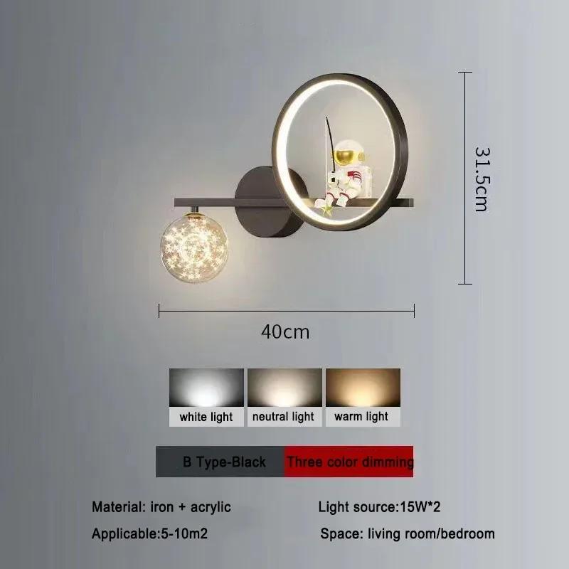 Детская комната прикроватная лампа креативный астронавт светодиодный настенный светильник ночник космический декор гостиная спальня фон настенное освещение