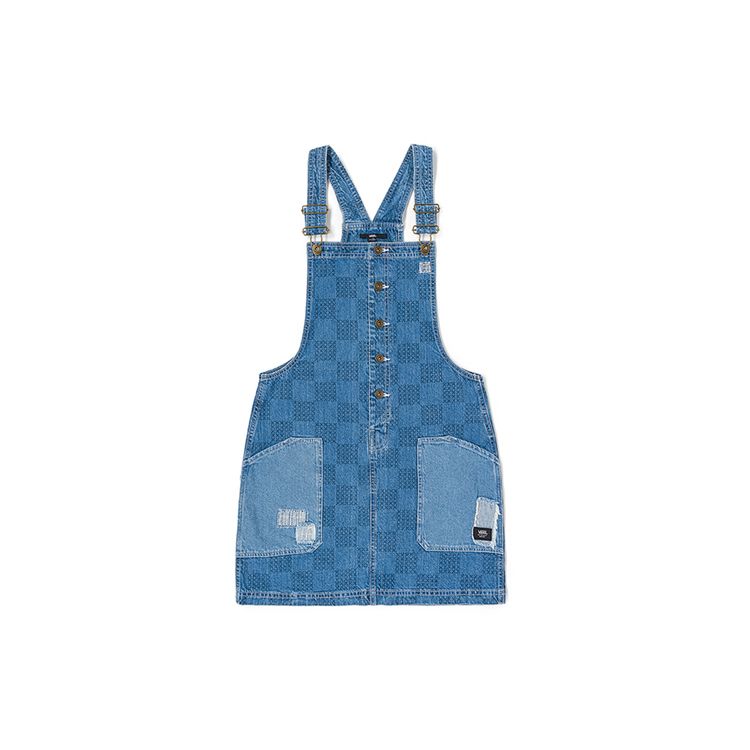 Vans Платье джинсовое без рукавов в клетку с цветными блоками Женские платья Синий VN00075R7W6