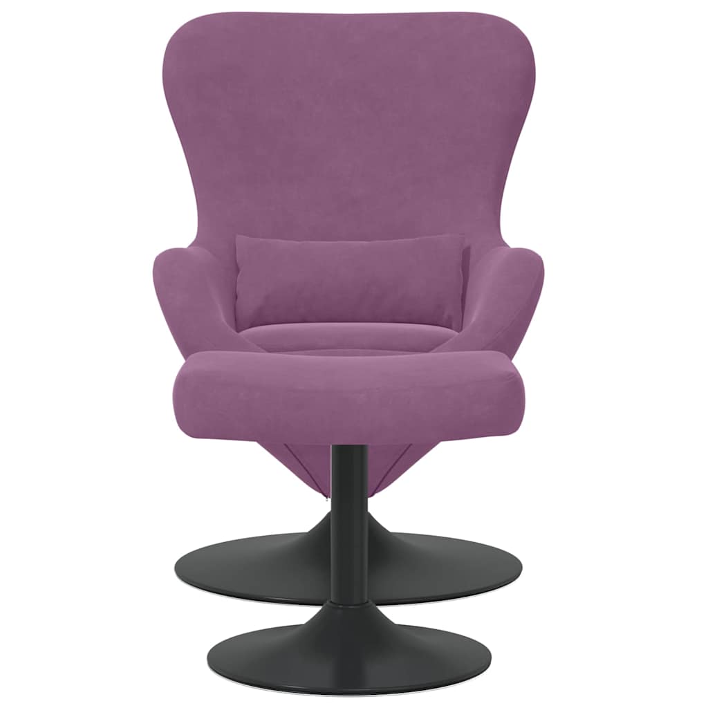 Egg Chair with Footstool Purple Velvet