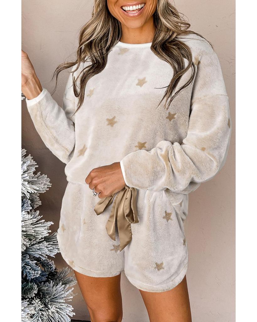 Azura Exchange Комплект для отдыха: длинный рукав свитера и шорты со звездным узором