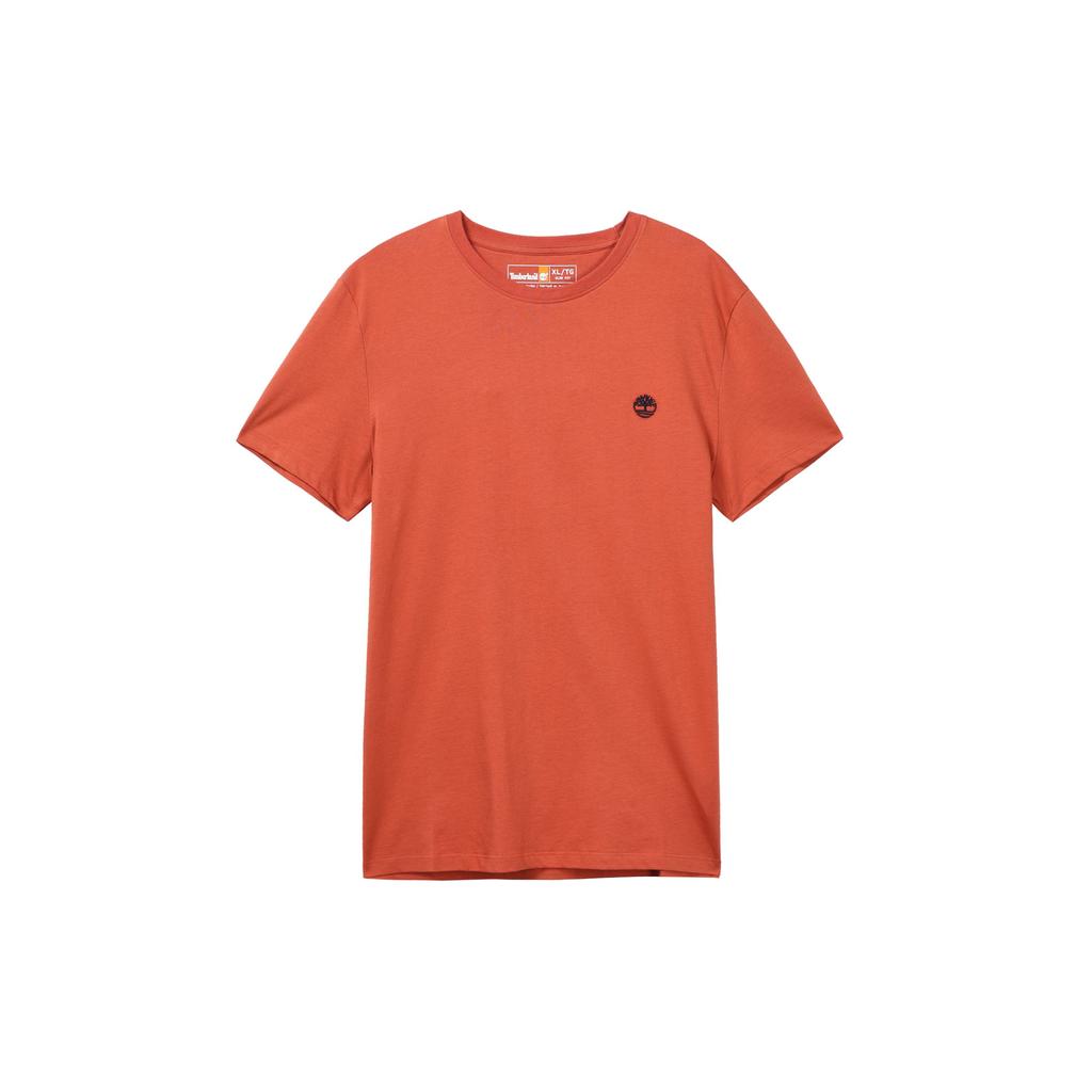 Timberland Round Neck Embroidered Slim Fit Short Sleeve T-Shirt Men Tops Orange A2EKJ-EG6