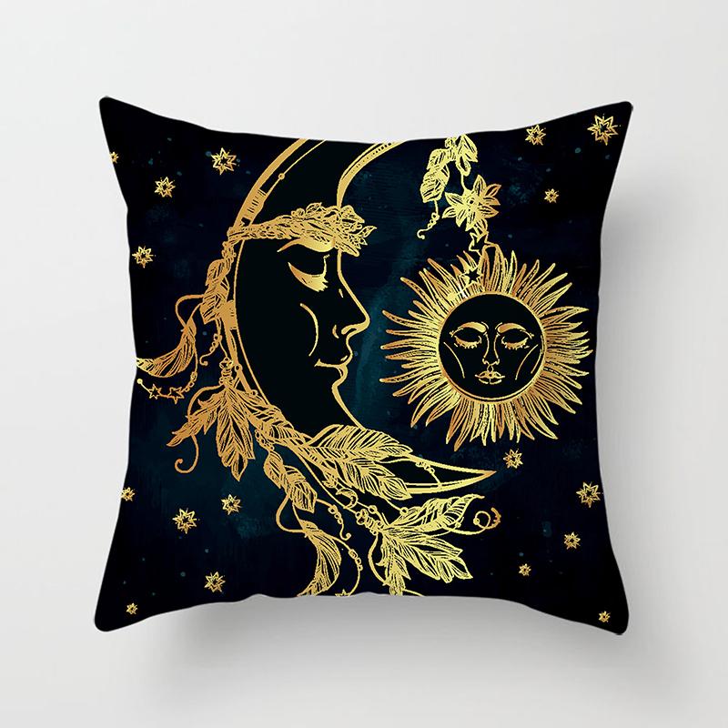 Home Bedroom Living Room Sofa Cushion Cover Decoration Sun Moon Mandala Series Pattern Printing Pillowcase