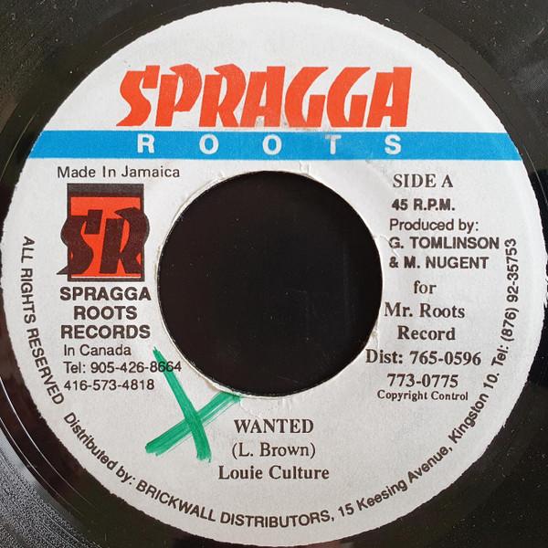 7inch Record LOUIE CULTURE / GEORGE NOOKS - Wanted / Just One Moment NONE Spragga Roots 2000 Jamaica Reggae, Ska & Dub Used