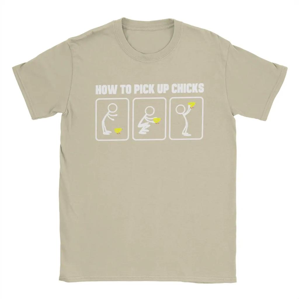 T-Shirt How To Pick Up Chicks Novelty 100% Cotton Tees Short Sleeve T Shirt Crew Neck Clothing Printed